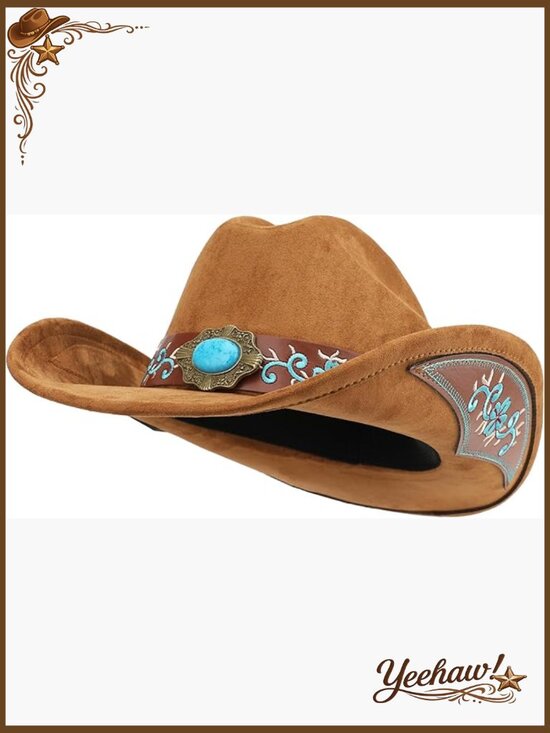 Shapeable Wide Brim Cowboy Hat with Embroidery, Adjustable Fit main image 4